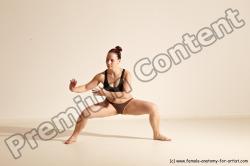 Underwear Martial art Woman White Moving poses Average long colored Dynamic poses Academic